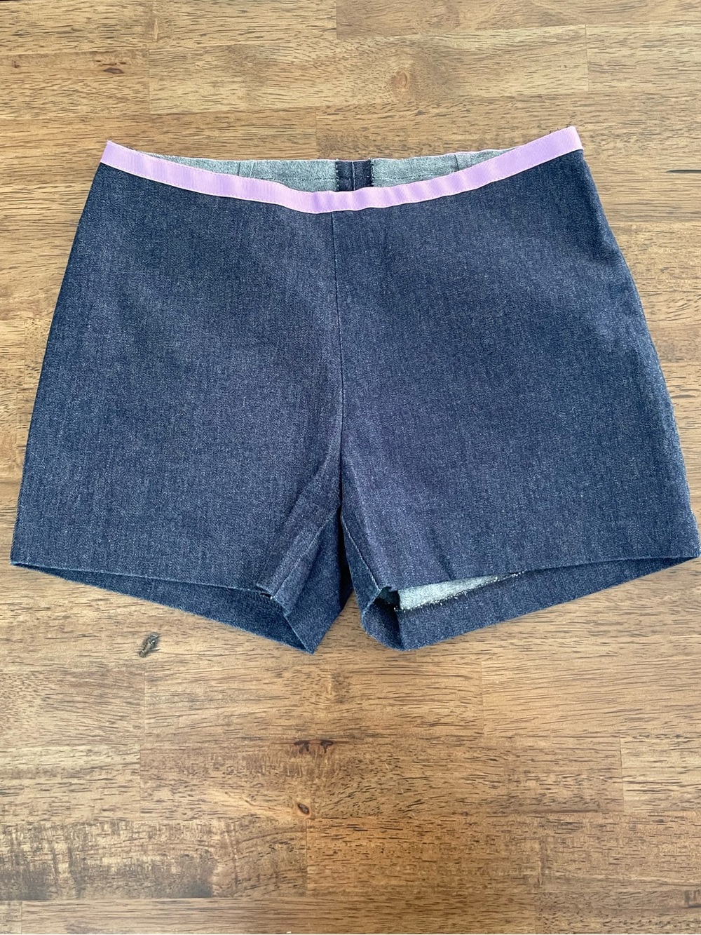 French Connection Dark Denim Shorts with Purple Waistband size 2
